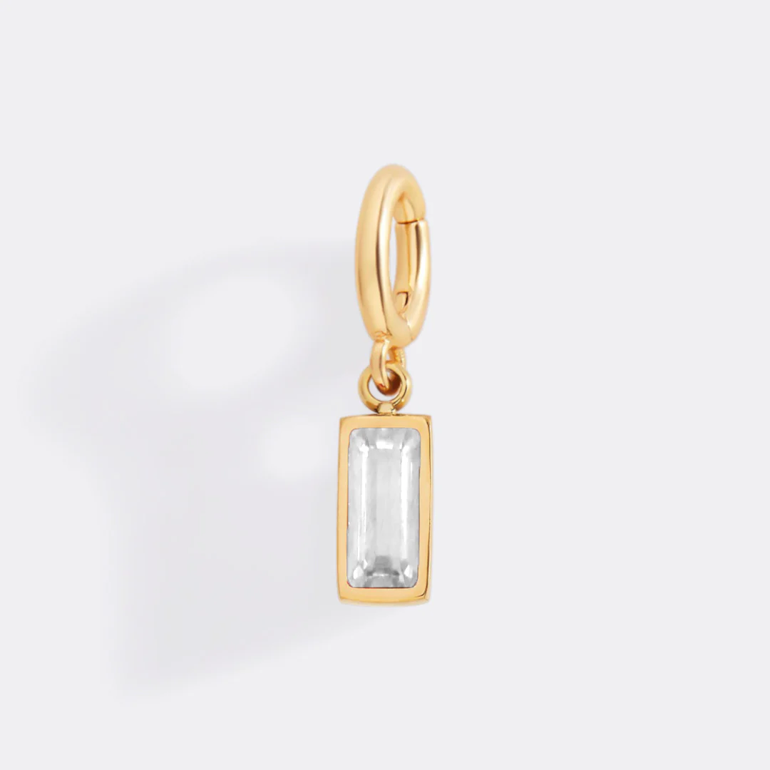 Dainty Baguette Birthstone Charm