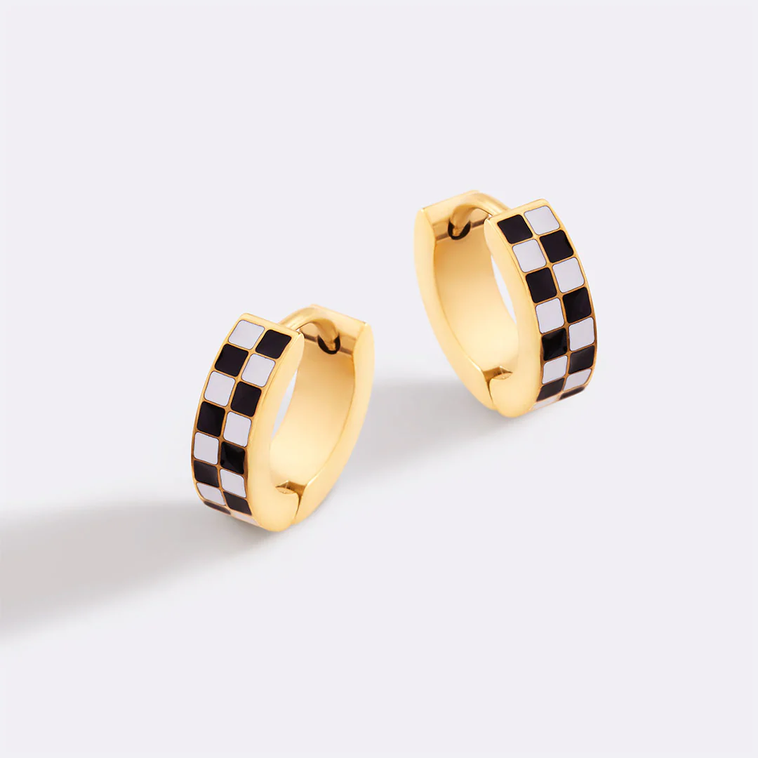 Checkered Hoop Earrings