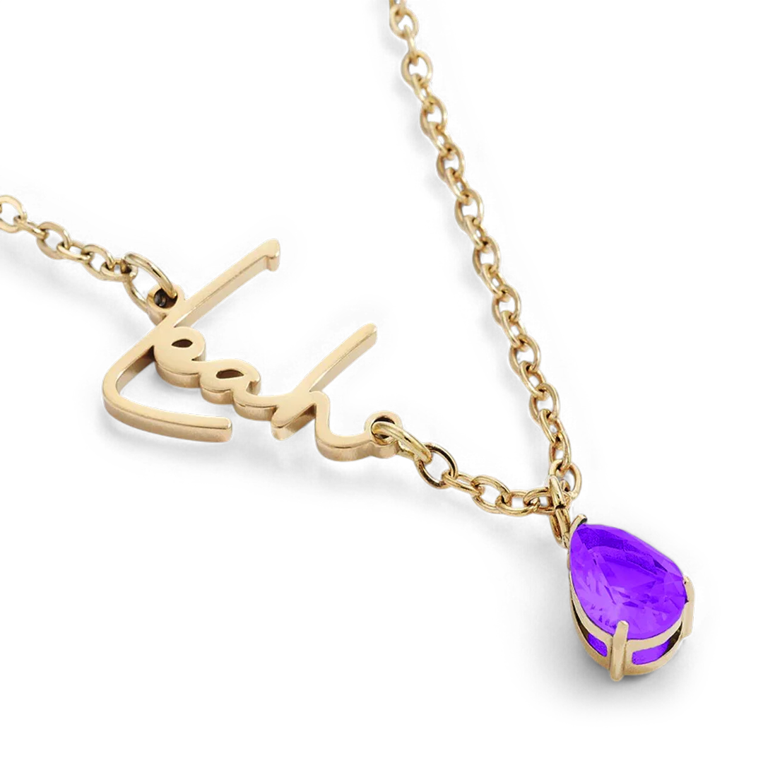 Handmade Birthstone Name Necklace