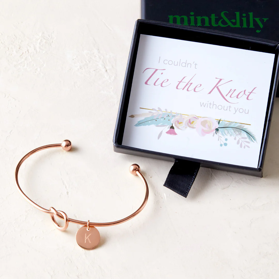 Personalized Tie the Knot Bracelet • Bridesmaid Gift Bracelet