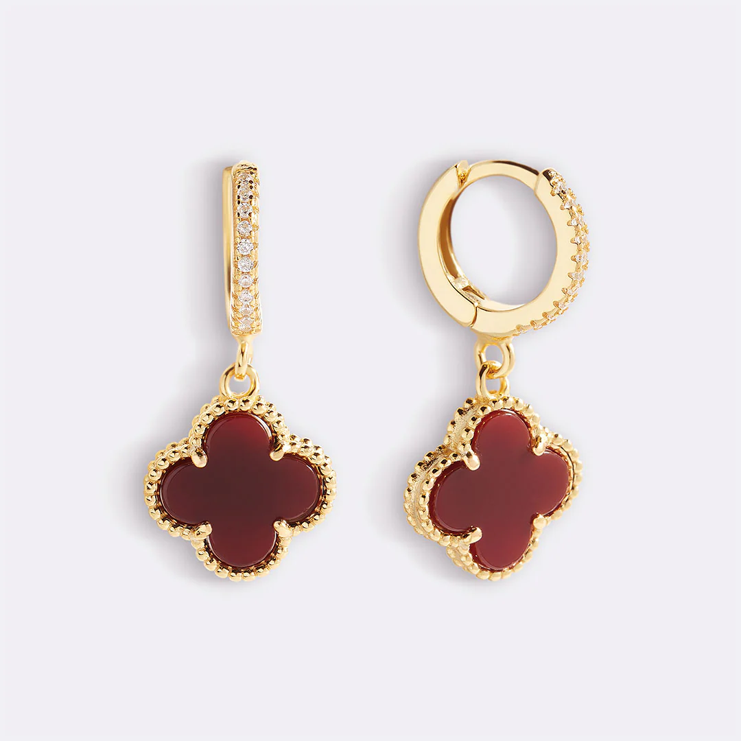 Pave Clover Drop Earrings