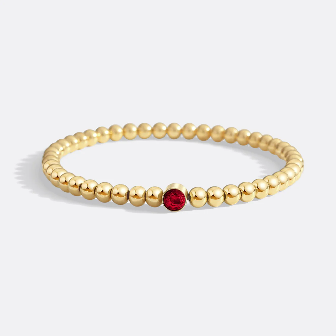 Gold Beaded Bubble Birthstone Bracelet