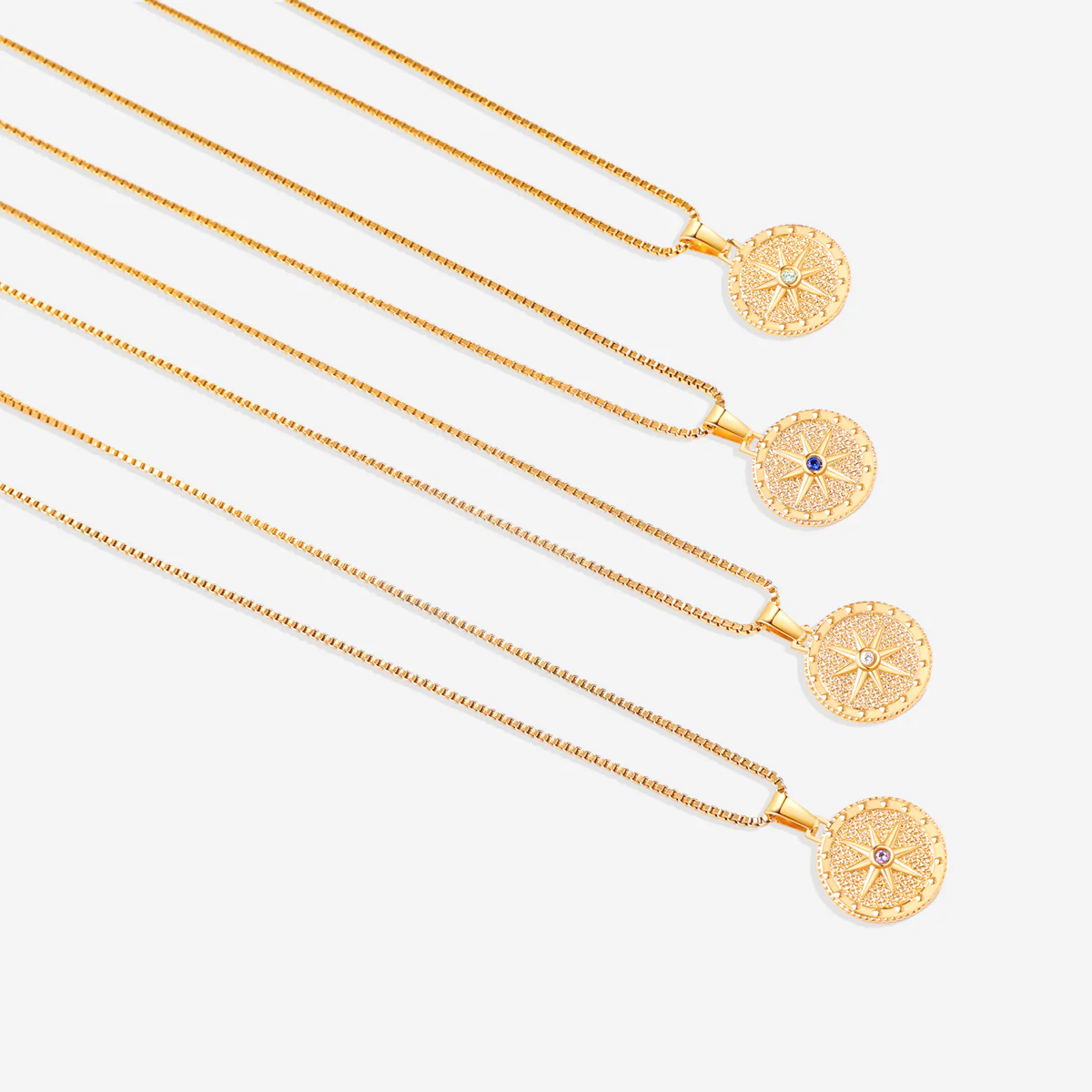 Birthstone Compass Pendant Necklace