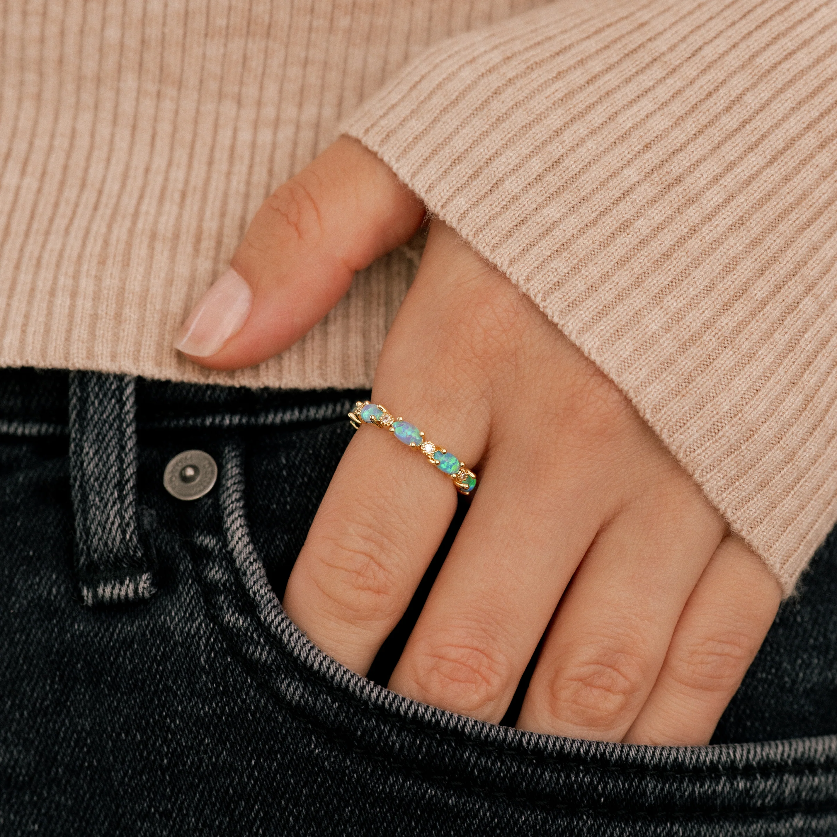 Eternity Fire Opal Ring