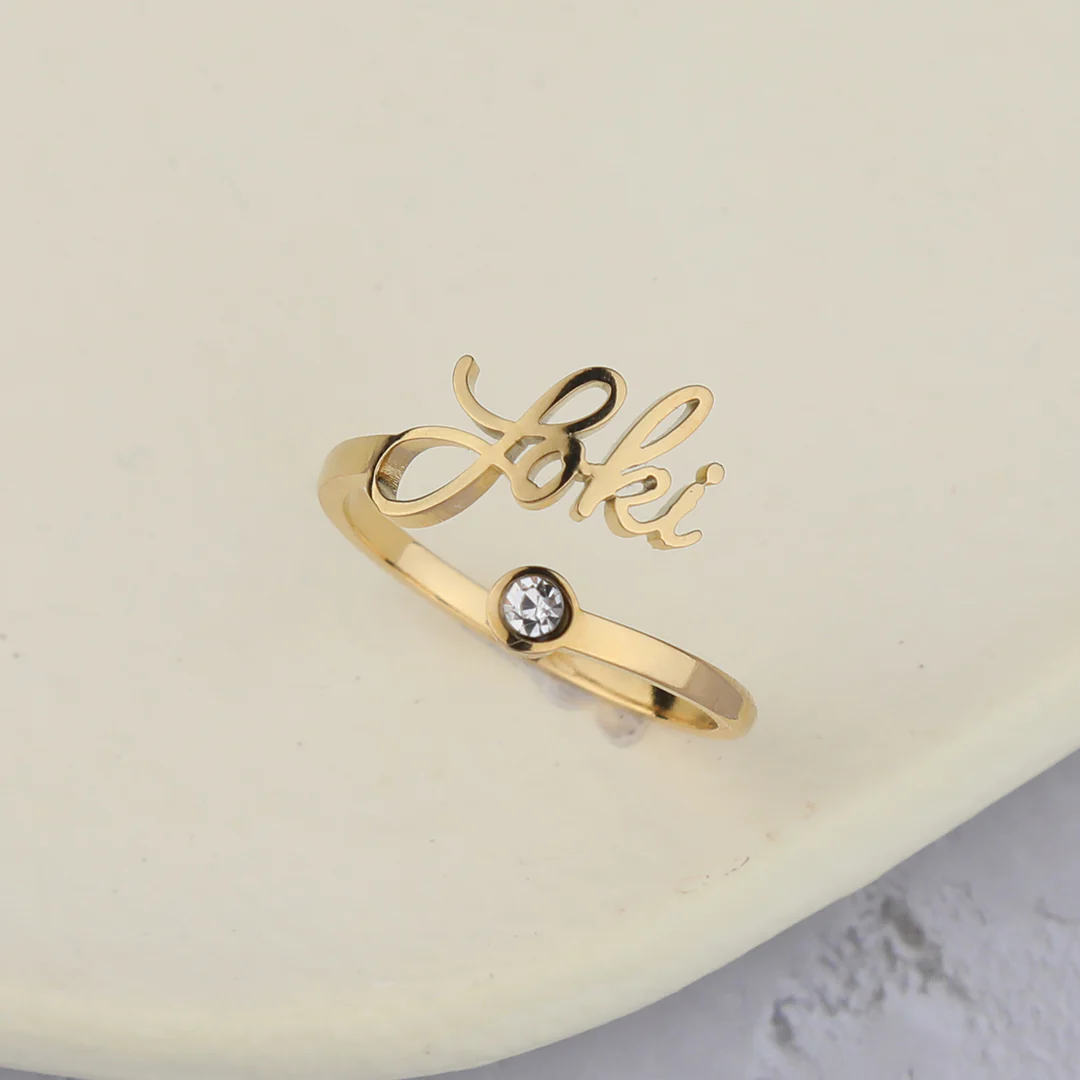 Custom Name Birthstone Ring