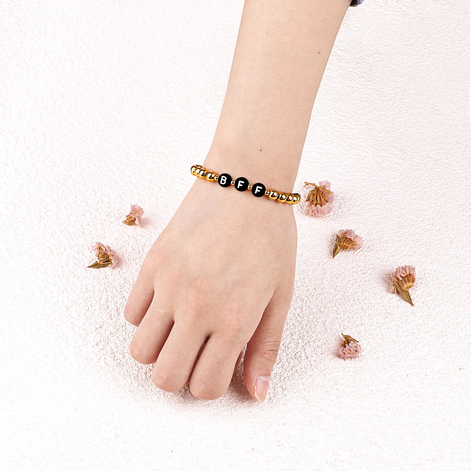 Custom Gold Beaded Name Bracelet