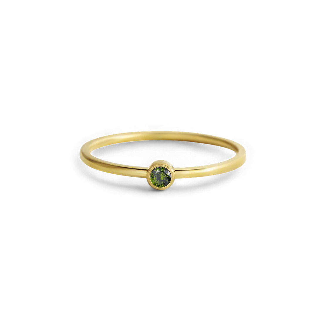 Minimalist Bezel-Set August Birthstone Stacking Band