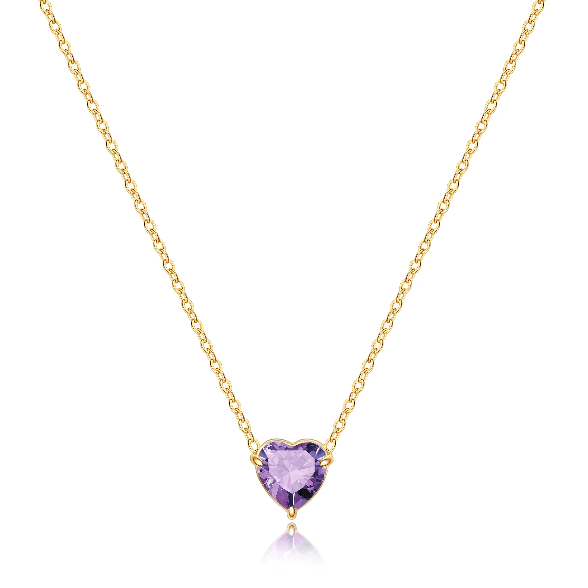 Dainty Birthstone Heart Necklace