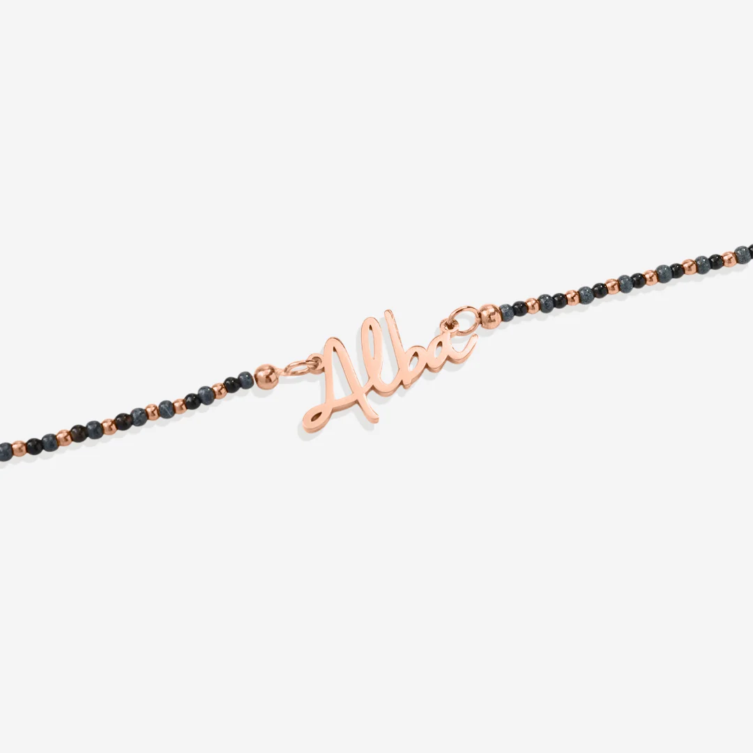 Onyx Beaded Fairy Name Necklace