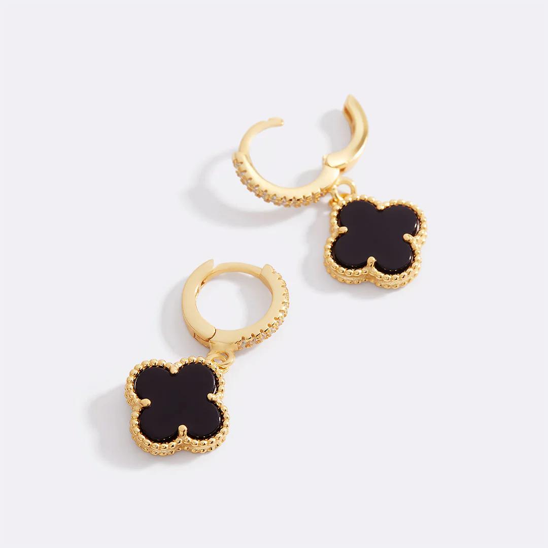 Pave Clover Drop Earrings