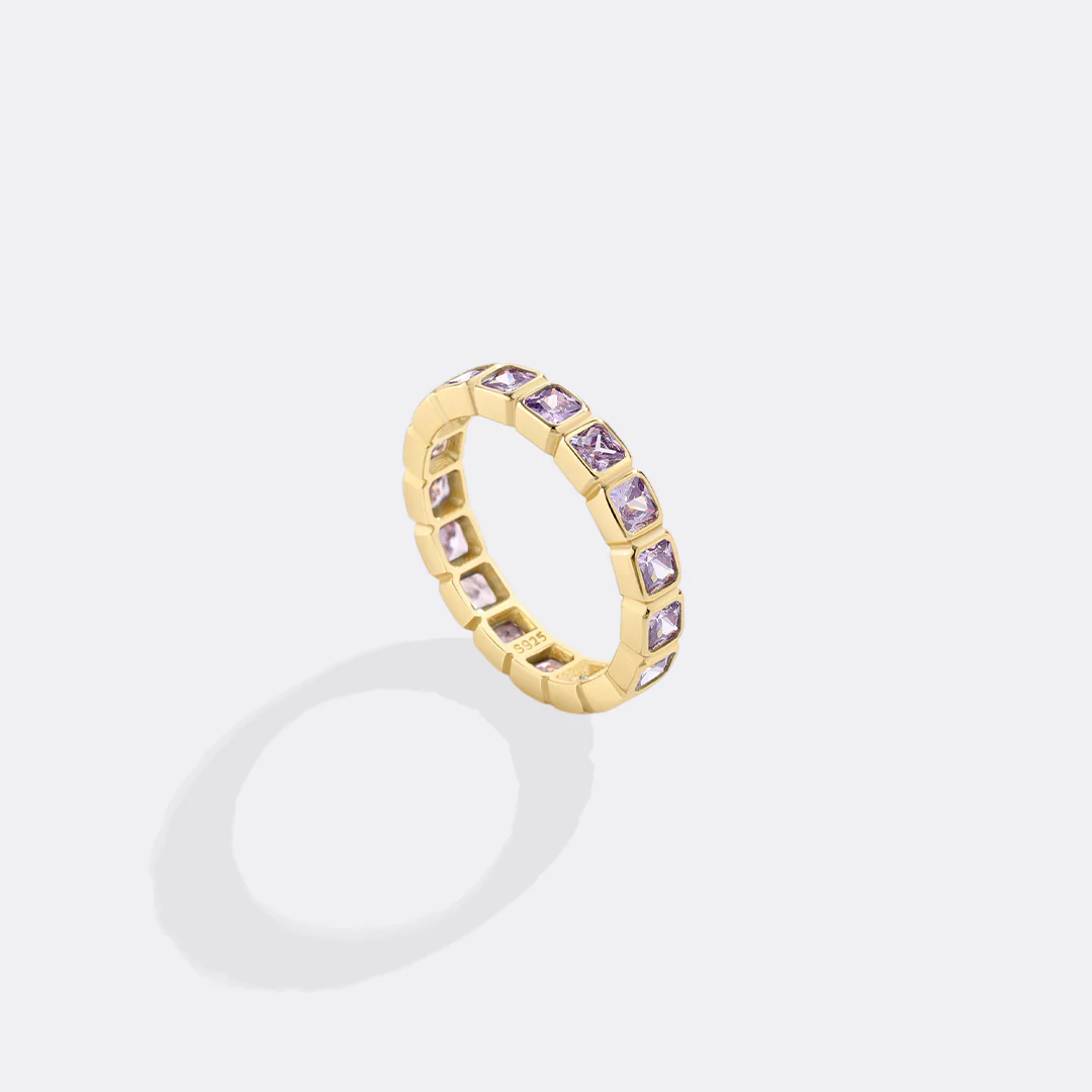 Asscher Cut Birthstone Eternity Ring