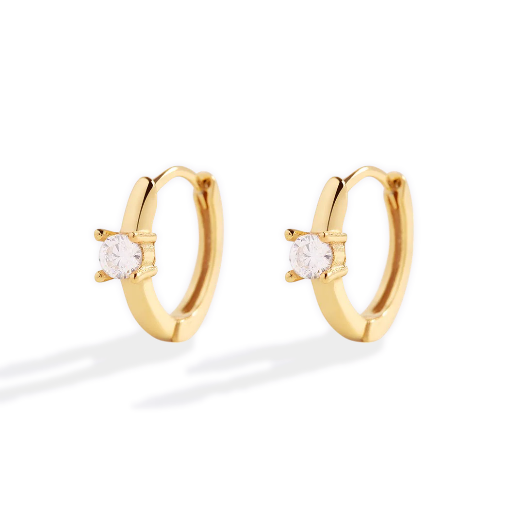 Dainty Single Stone Huggie Hoops