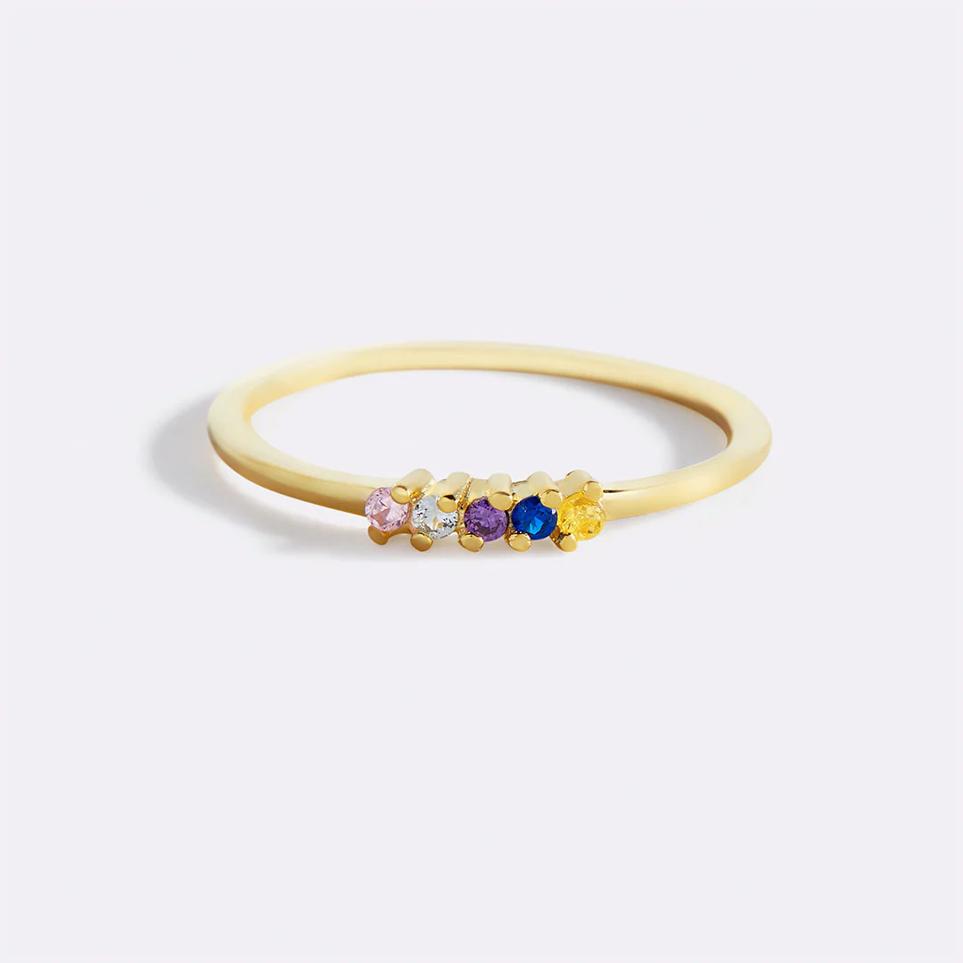 Personalized Dainty Birthstones Ring
