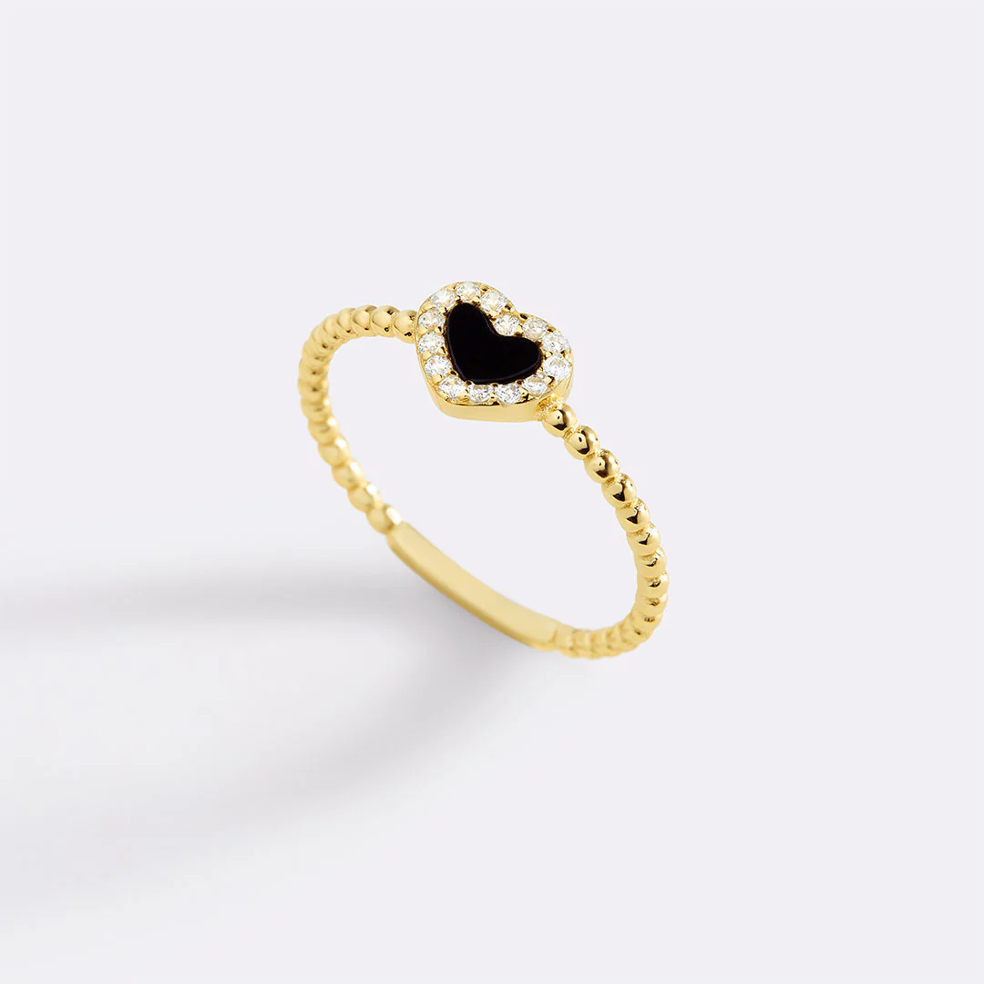 Tiny Gemstone Heart Stacking Ring