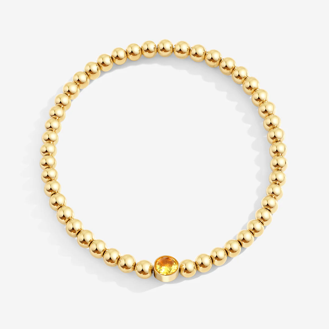Gold Beaded Bubble Birthstone Bracelet