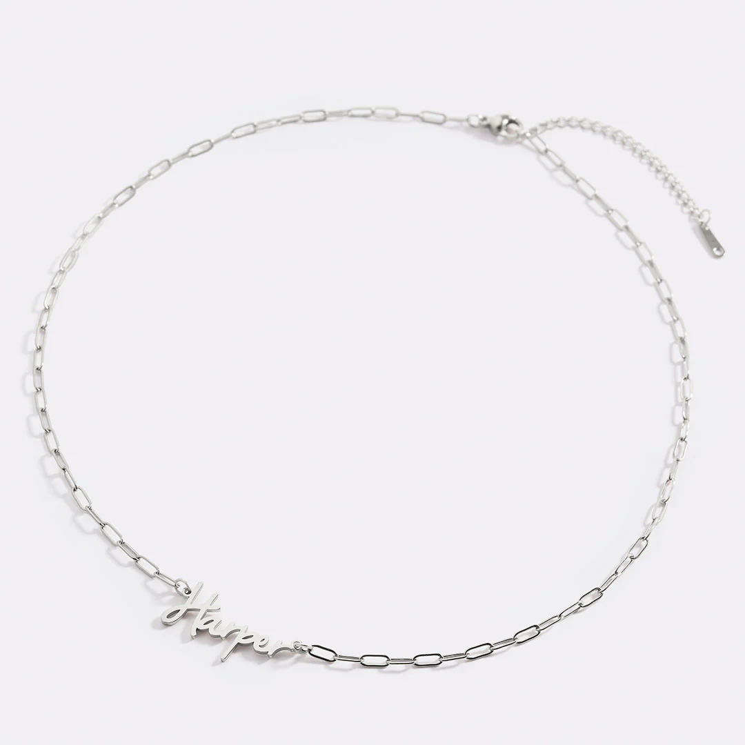 Fairy Name Necklace with Paperclip Chain