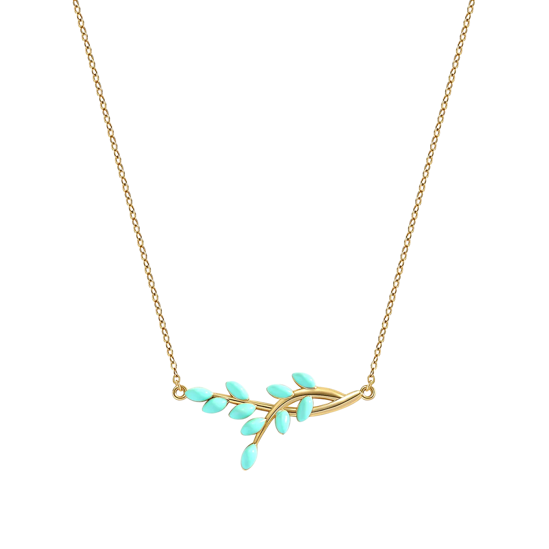 Enamel Leaf Pendant Necklace