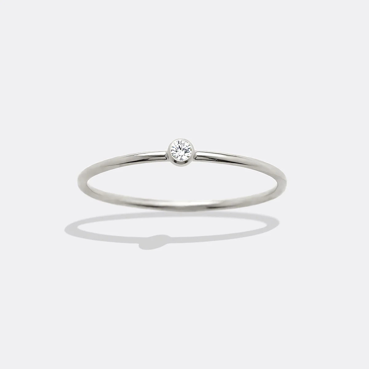 Minimalist Bezel-Set April Birthstone Stacking Band