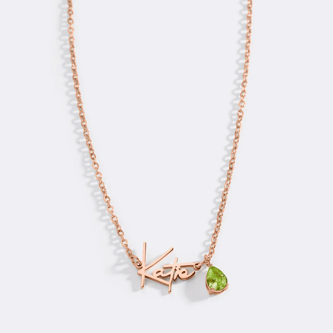 Handmade Birthstone Name Necklace