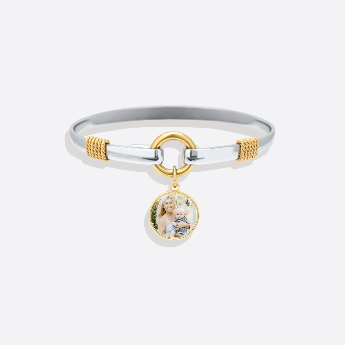 Personalized Photo Two-Tone Charm Bracelet