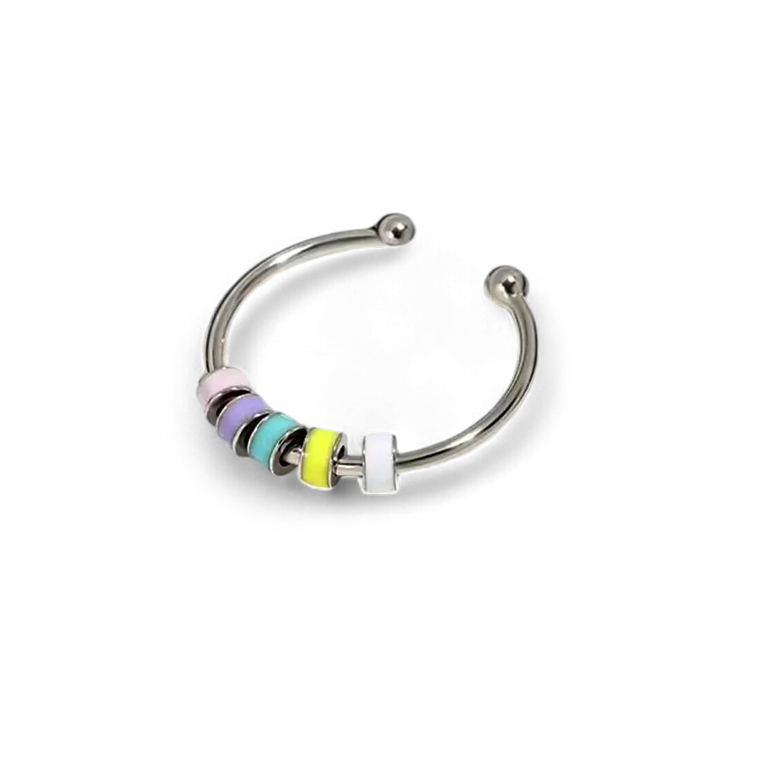 Enamel Bead Spinning Fidget Ring