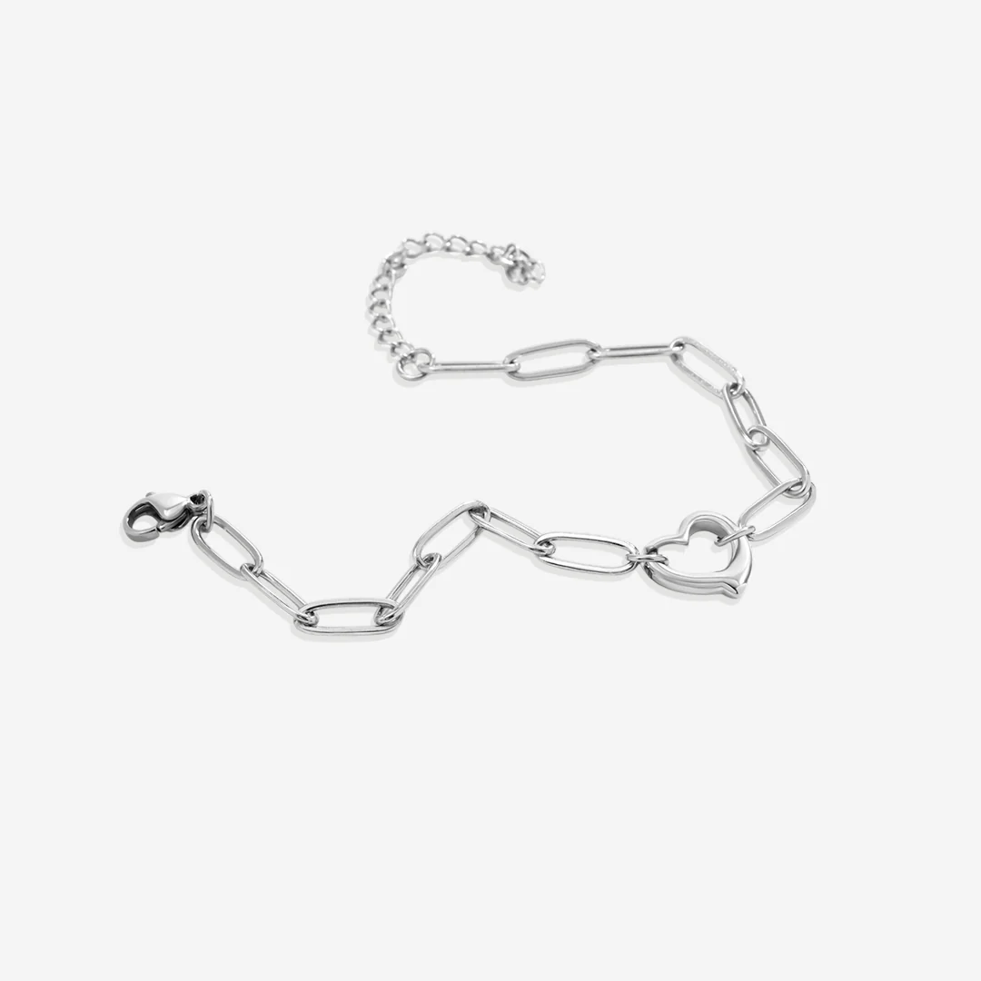 Open Heart Paperclip Chain Bracelet