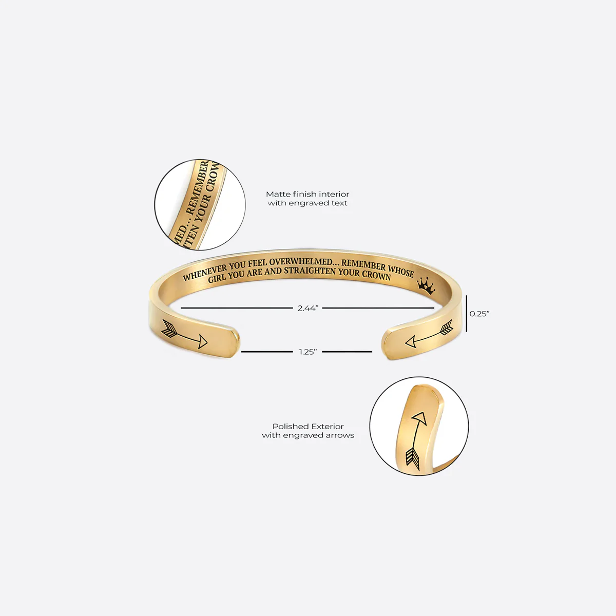 Remember Who You Are and Straighten Your Crown Personalizable Cuff Bracelet