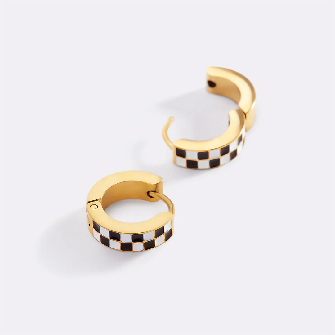 Checkered Hoop Earrings