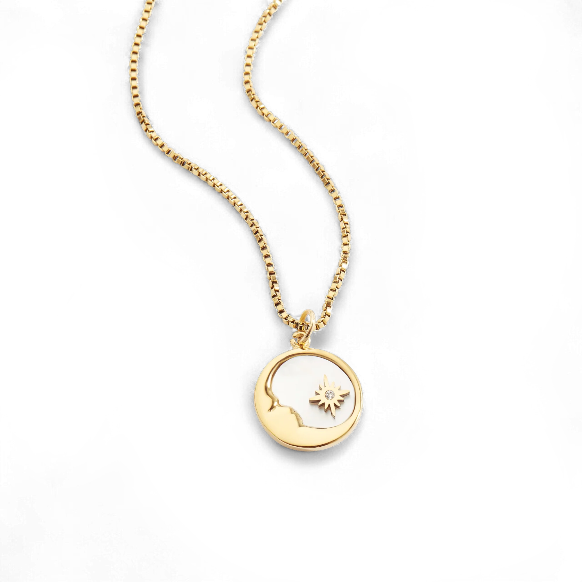 Mother of Pearl Moon Pendant Necklace