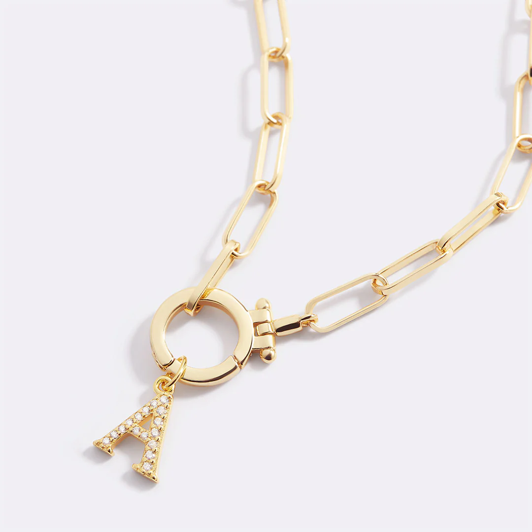 Dainty Pave Initial Charm