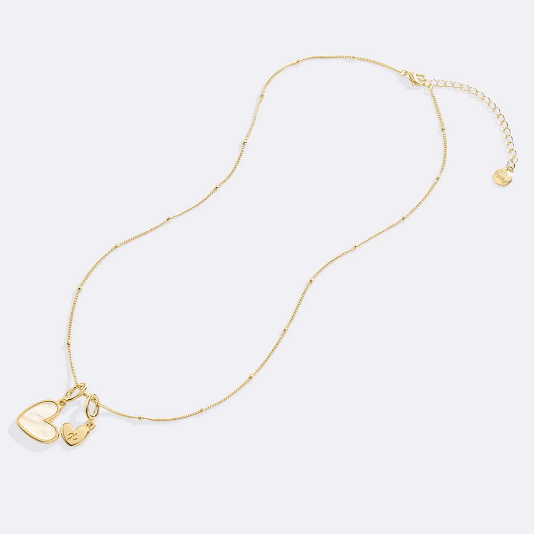 Mother Of Pearl Heart Initial Necklace
