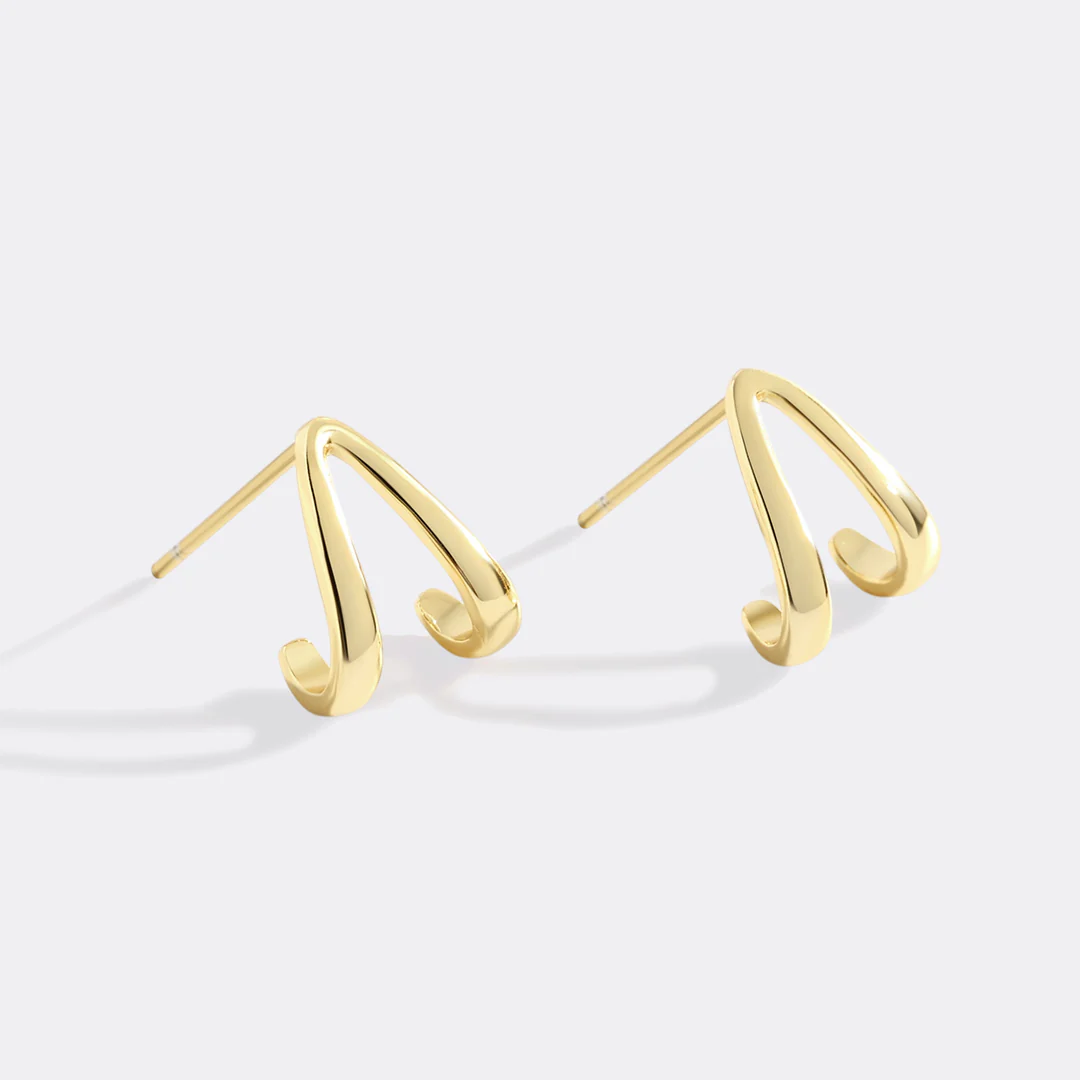 Gold Wishbone Huggie Earrings