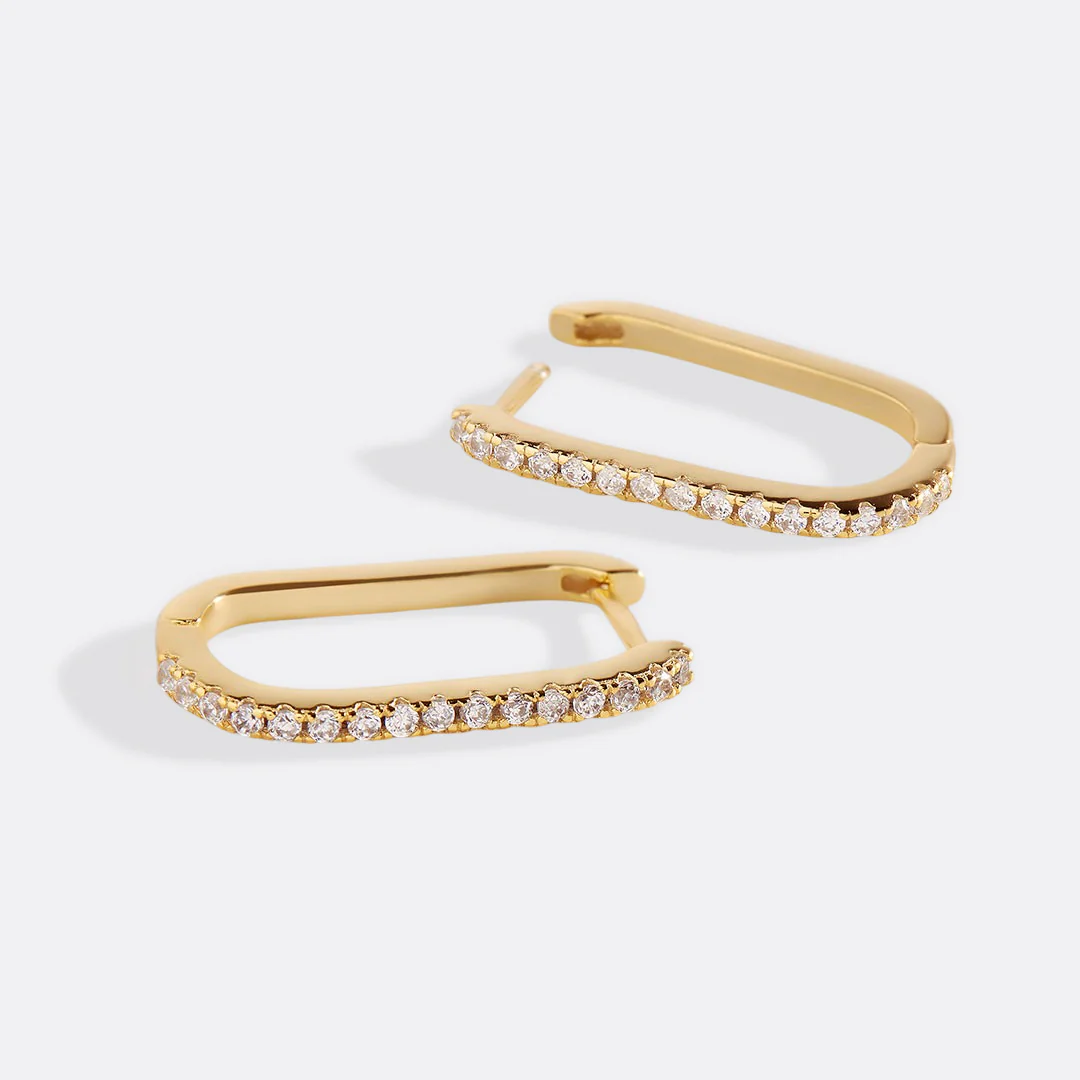Square Pave Hoop Earrings