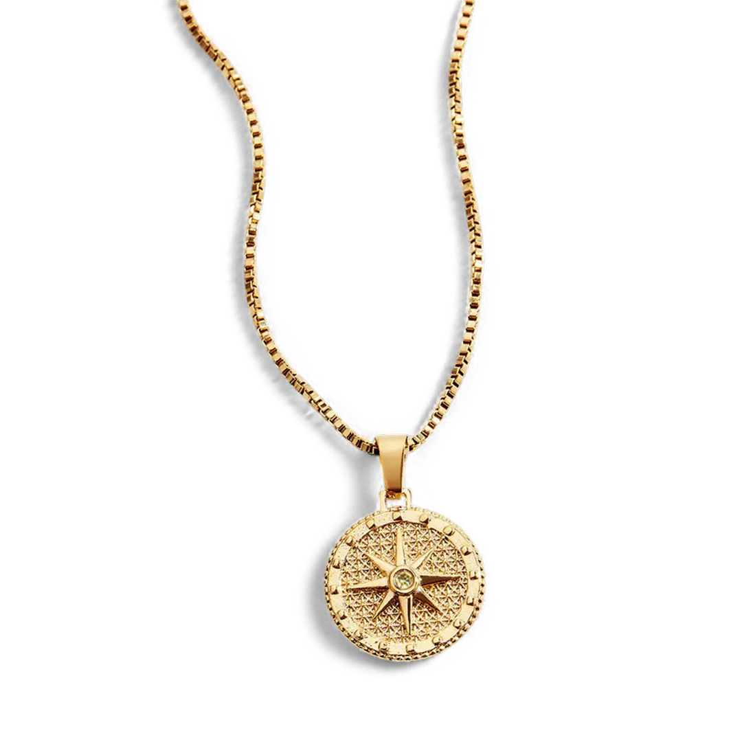 Birthstone Compass Pendant Necklace