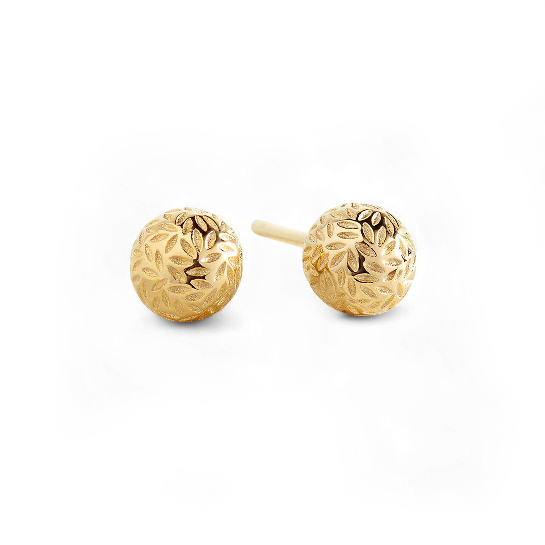 Textured Gold Ball Studs
