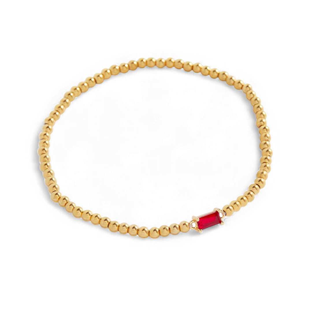 Gold Beaded Birthstone Bracelet