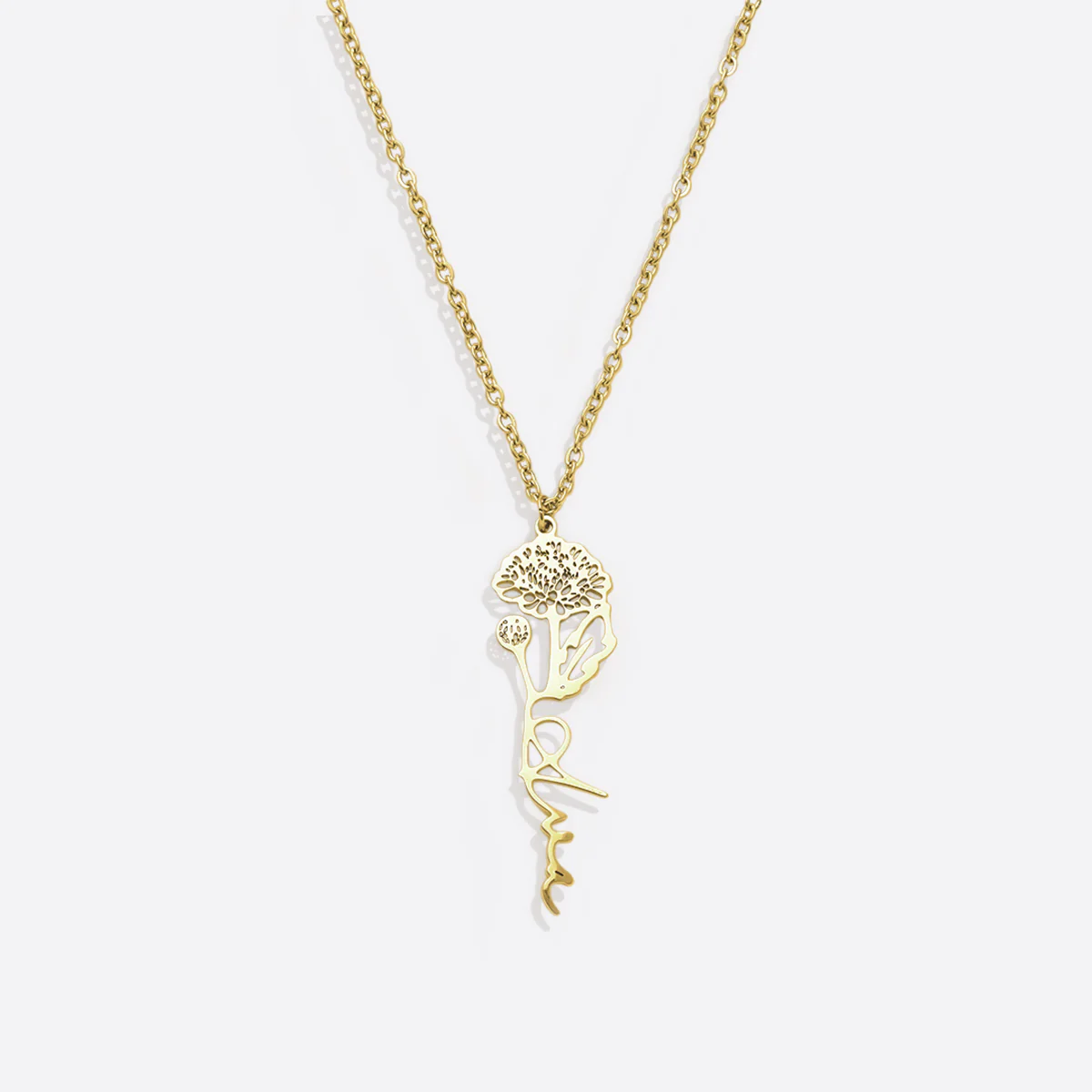 Birth Flower Name Necklace