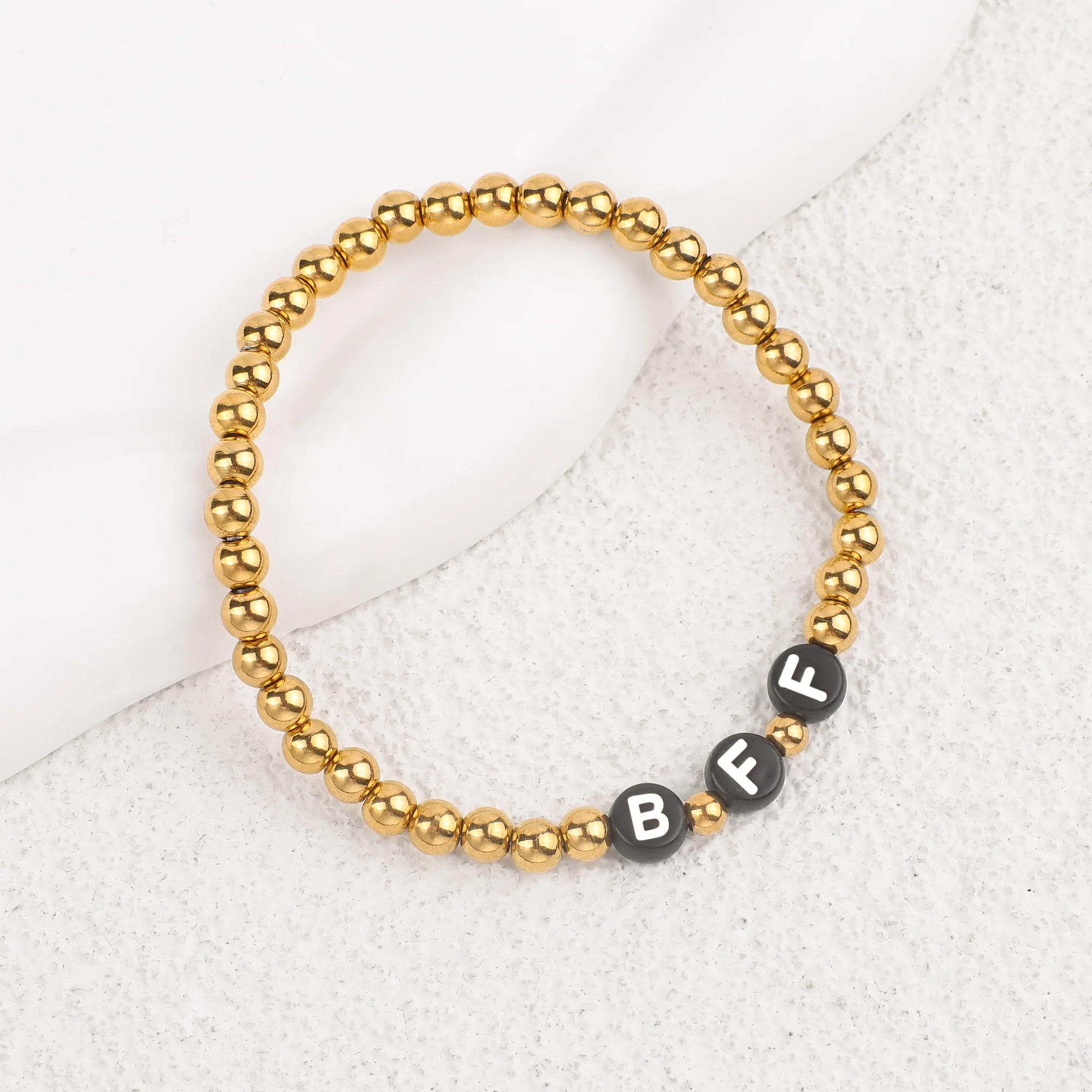 Custom Gold Beaded Name Bracelet