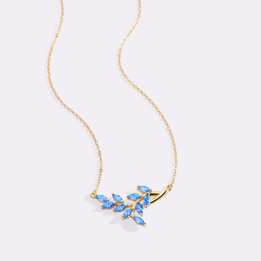 Birthstone Leaf Pendant Necklace