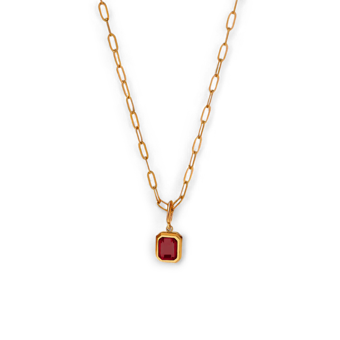 Baguette Birthstone Necklace