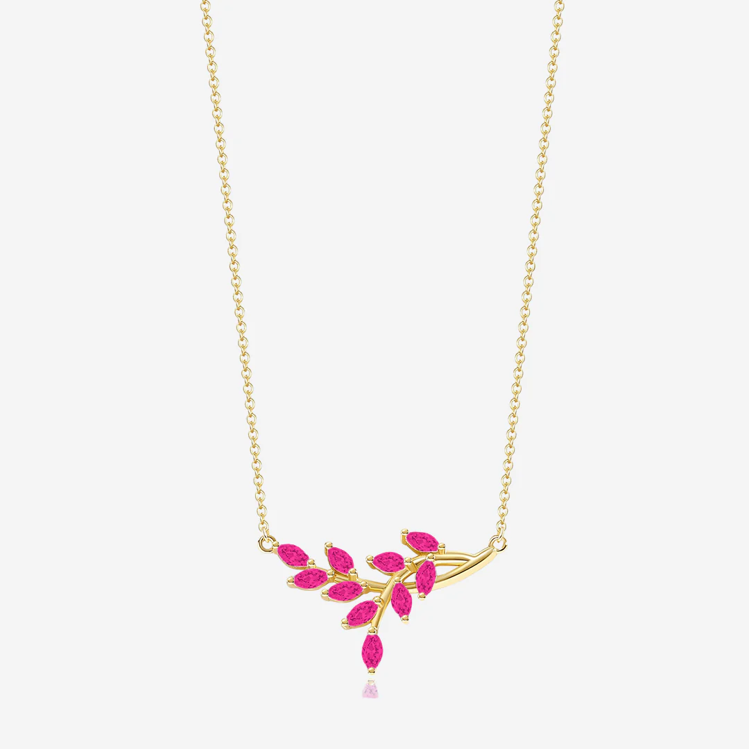 Birthstone Leaf Pendant Necklace