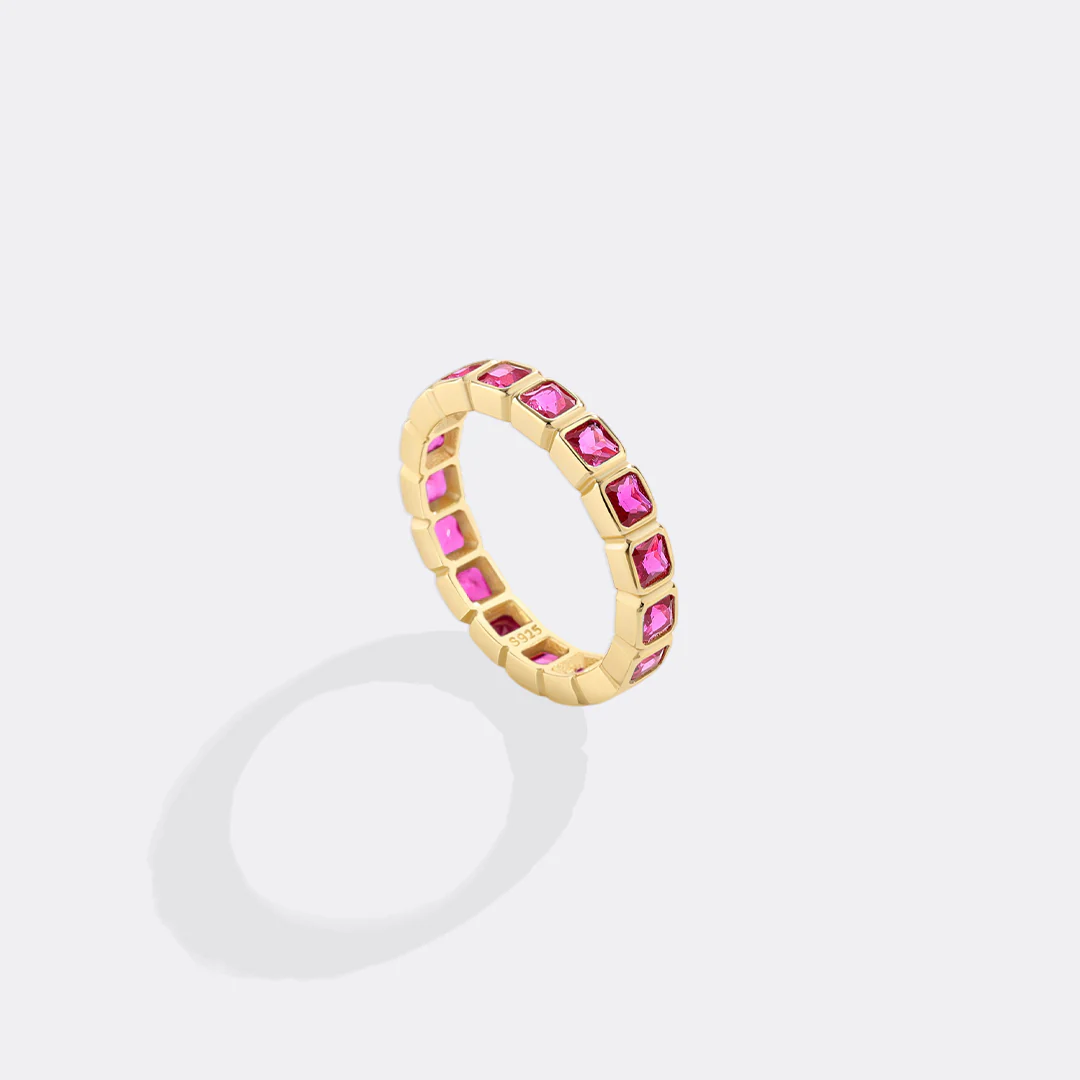 Asscher Cut Birthstone Eternity Ring