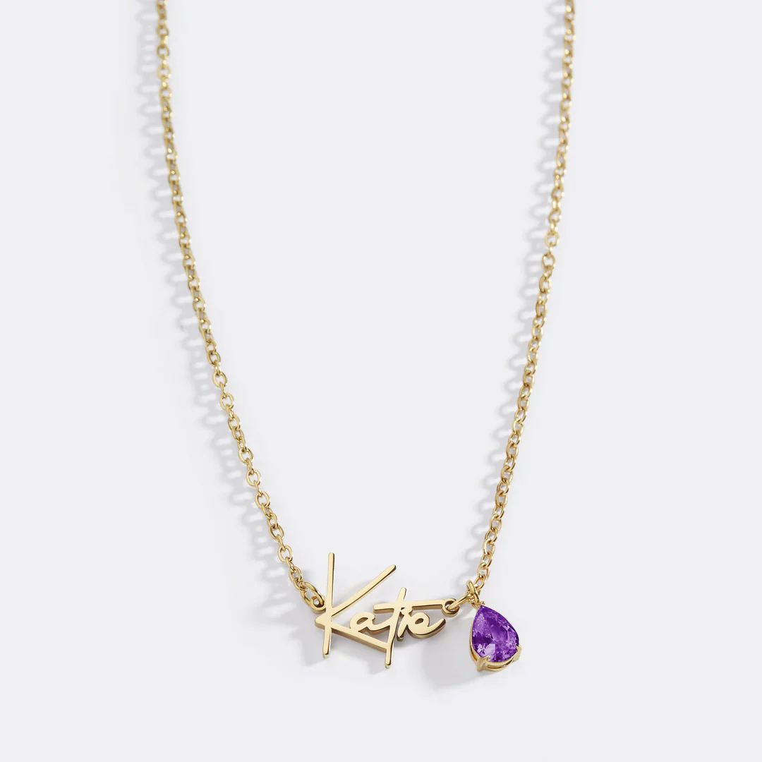Handmade Birthstone Name Necklace
