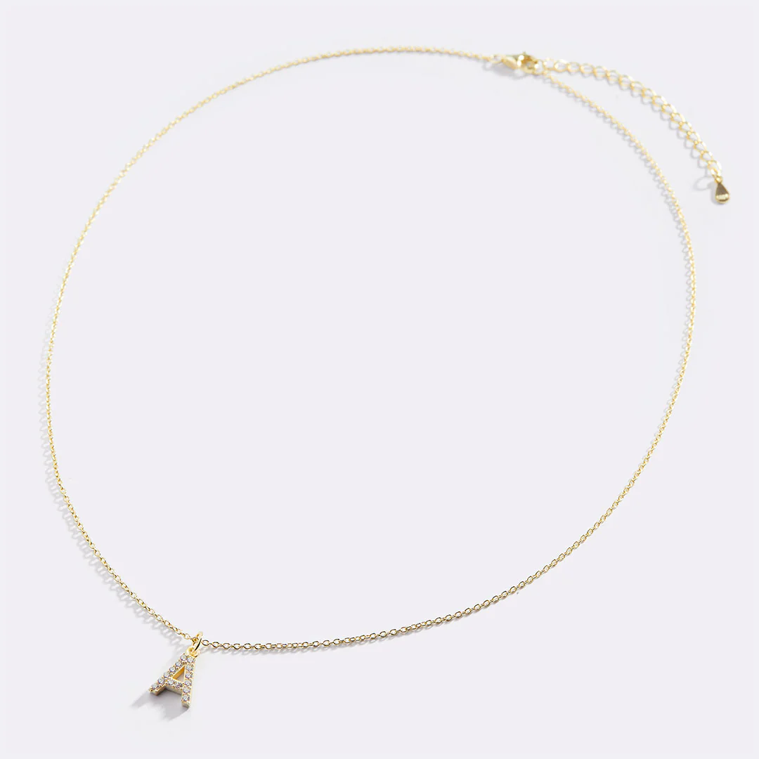 Pavé Uppercase Initial Necklace