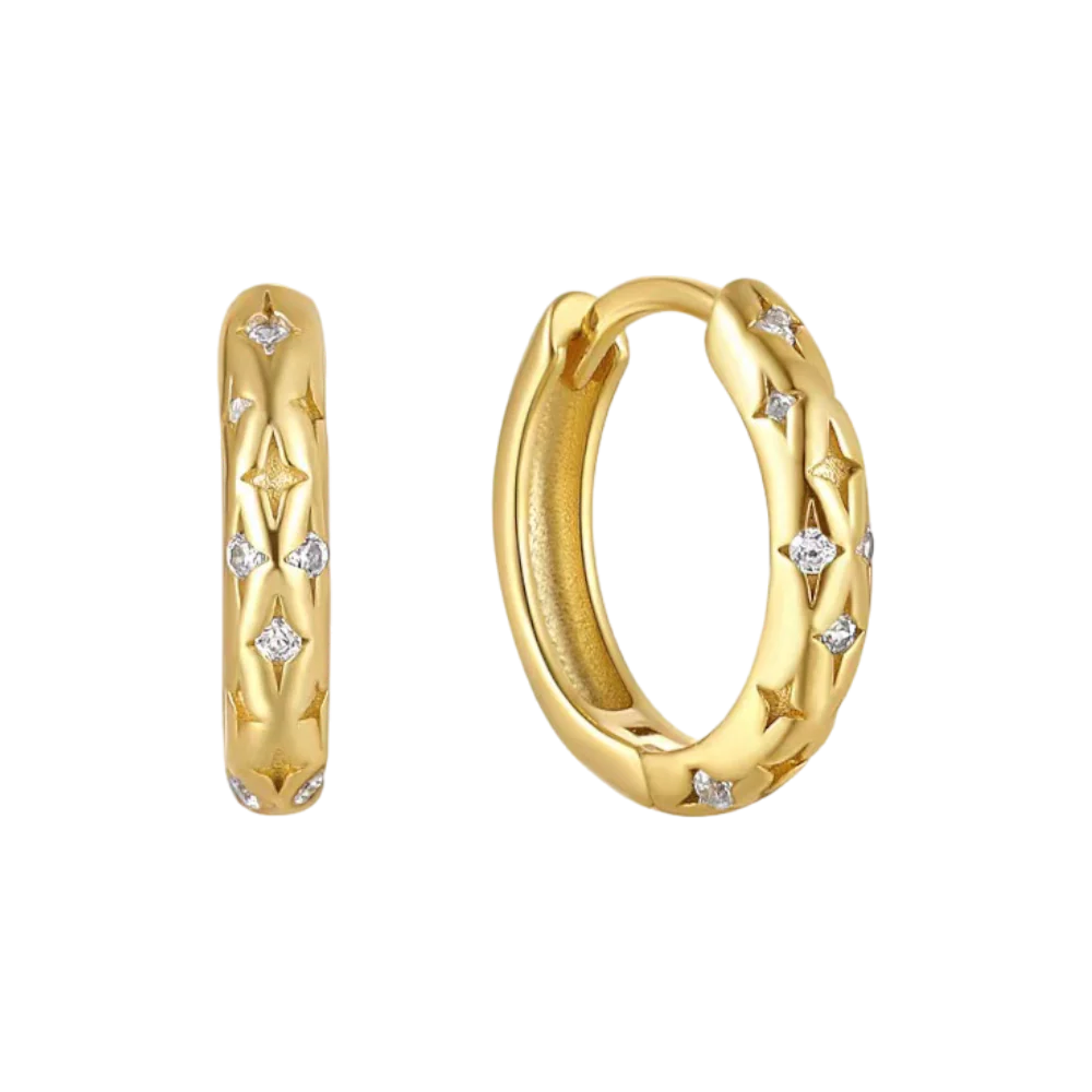 Falling Stars Huggie Hoop Earrings