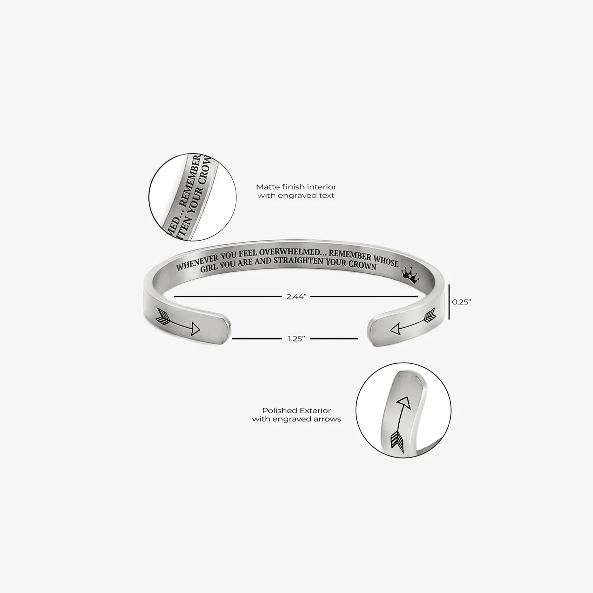 Remember Who You Are and Straighten Your Crown Personalizable Cuff Bracelet