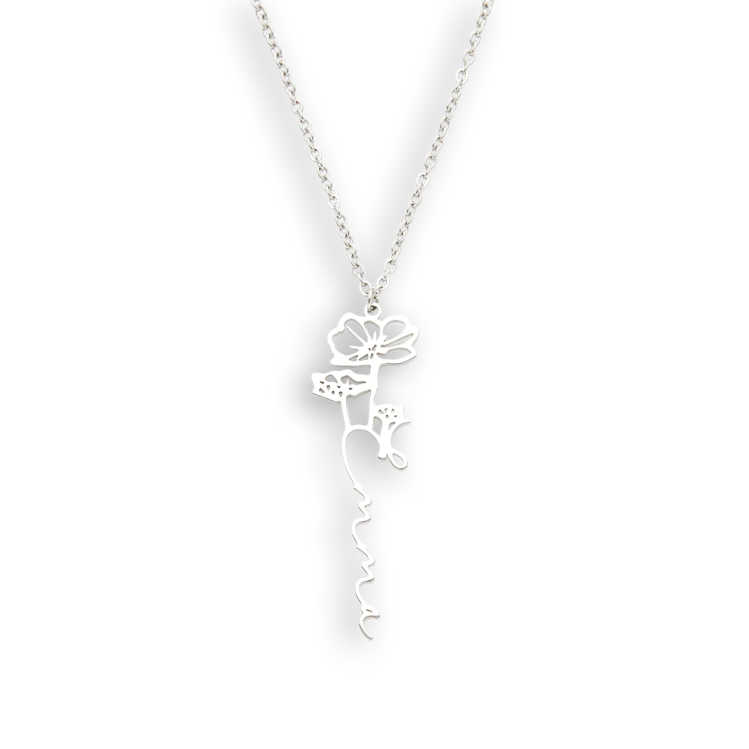 Birth Flower Name Necklace