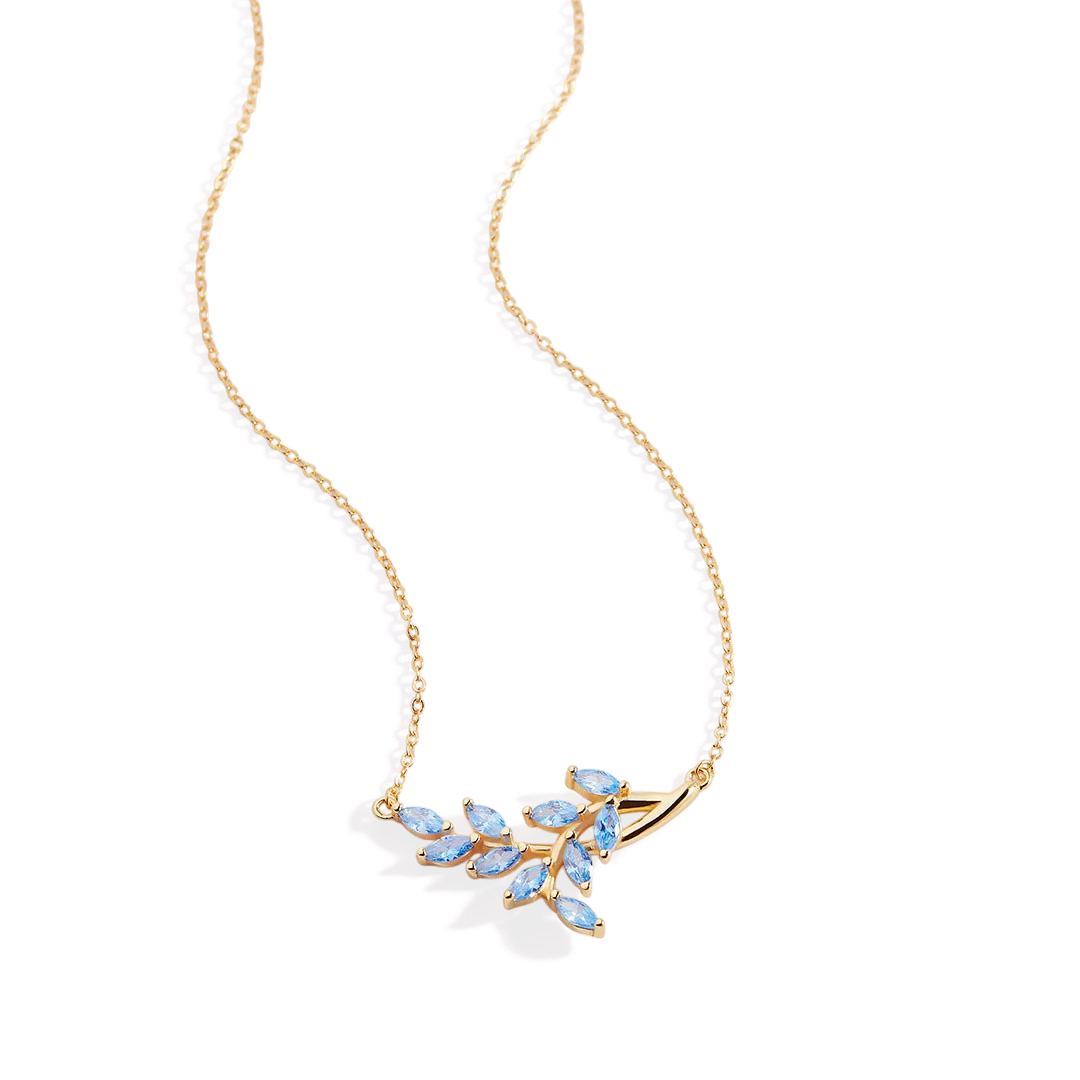 Birthstone Leaf Pendant Necklace