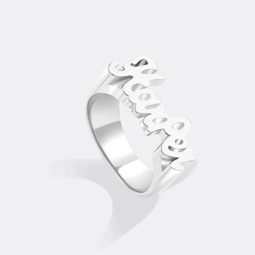 Brilliant Script Name Ring