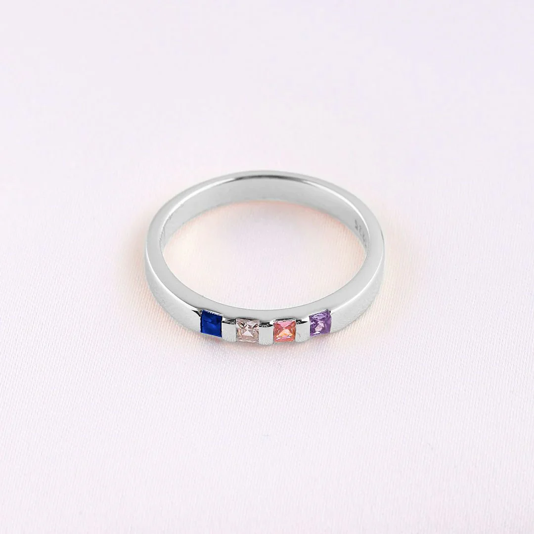 Princess-Cut Birthstone Band Ring